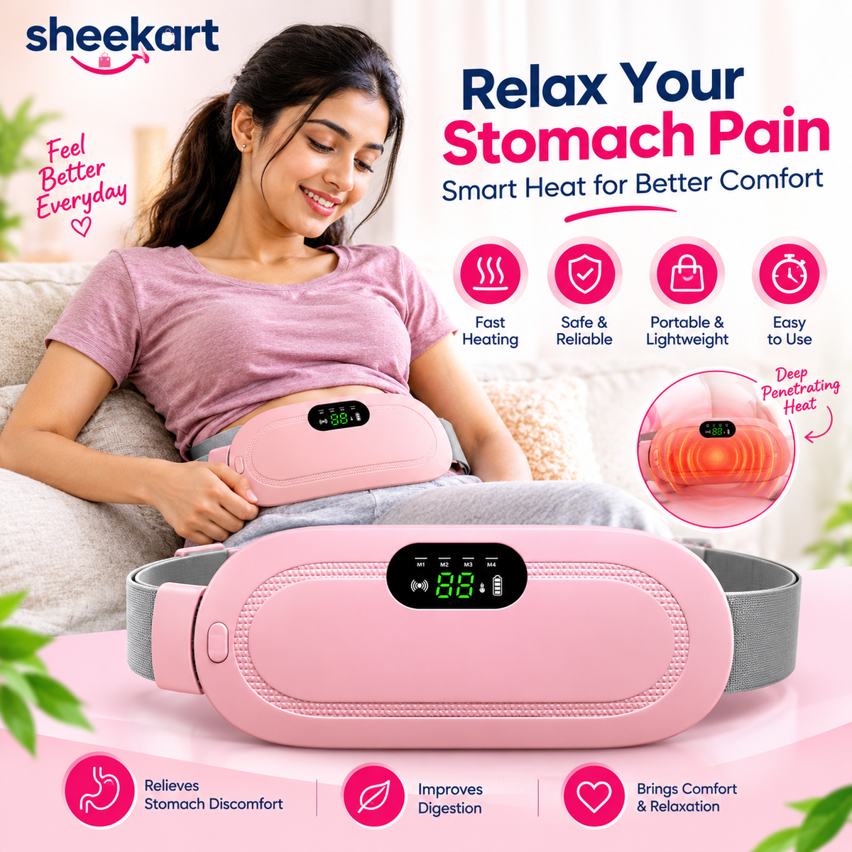 Portable Comfort Heating Pad for Menstrual & Muscle Relief